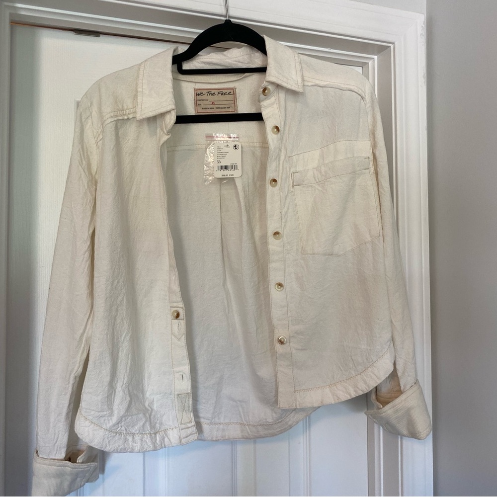 We The Free Cream Button Down Shirt Versatile Top